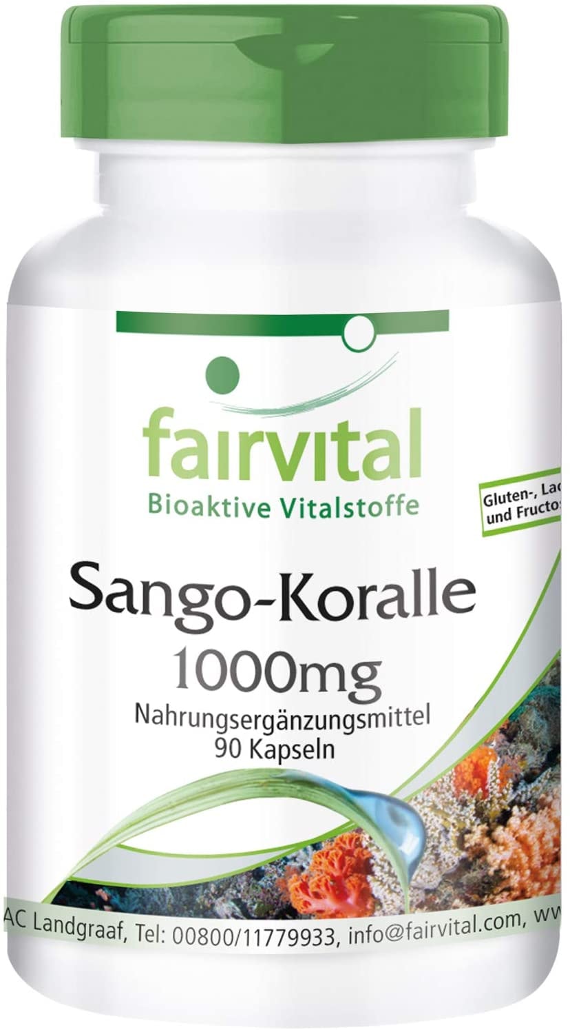 fairvital - Sango Koralle Kapseln 1000mg - VEGAN - 90 Kapseln - enthält 340mg Calcium pro Kapsel
