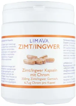 LIMAVA Zimt-Ingwer Kapseln mit Chrom (500 Stück) | hochdosiert | vegan | 100% natürlich | ohne Zusätze | Made in Deutschland