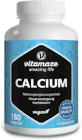 Vitamaze - amazing life Calcium Tabletten hochdosiert vegan, 180 Tabletten für 3 Monate, 800 mg Kalzium-Carbonat pro Tagesdosis, Organische Nahrungsergänzung ohne Zusatzstoffe, Made in Germany