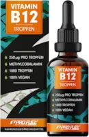 ProFuel - Vitamin B12 Tropfen - 1800 Tropfen (50ml) - bioaktives Methylcobalamin B12 - optimal hochdosiert mit 500mcg B12 - ohne Konservierungsstoffe oder Alkohol - 100% vegan