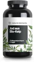 natural elements Jod aus Bio-Kelp 365 Kapseln 150µg Jod aus Braunalgen Bio-Qualität für die Schilddrüse vegan hochdosiert ohne unnötige Zusätze in Deutschland produziert & laborgeprüft
