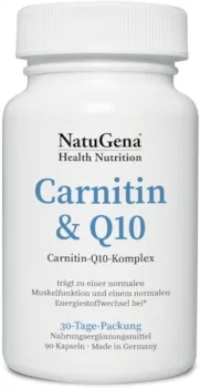 Produktbild von Bewertung NatuGena Carnitin Q10 fördert die Muskelfunktion und Energeistoffwechsel 90 Kapseln für 30 Tage