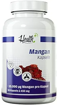 Zec+ Nutrition - Health+ Mangan - 90 Kapseln mit 10 mg Mangangluconat pro Kapsel, wertvolles Spurenelement, Made in Germany