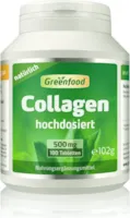 Greenfood Collagen 500mg hochdosiert 180 Tabletten natürliches Collagenhydrolysat. OHNE künstliche Zusätze, ohne Gentechnik.
