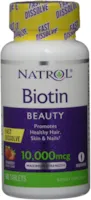 Natrol Vitamin B7 Biotin 10000 mcg Fast Dissolve (60) Standard, 30 g