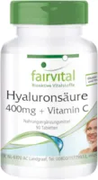 fairvital - Hyaluronsäure Tabletten 400mg + Vitamin C - HOCHDOSIERT - VEGAN - 90 Tabletten