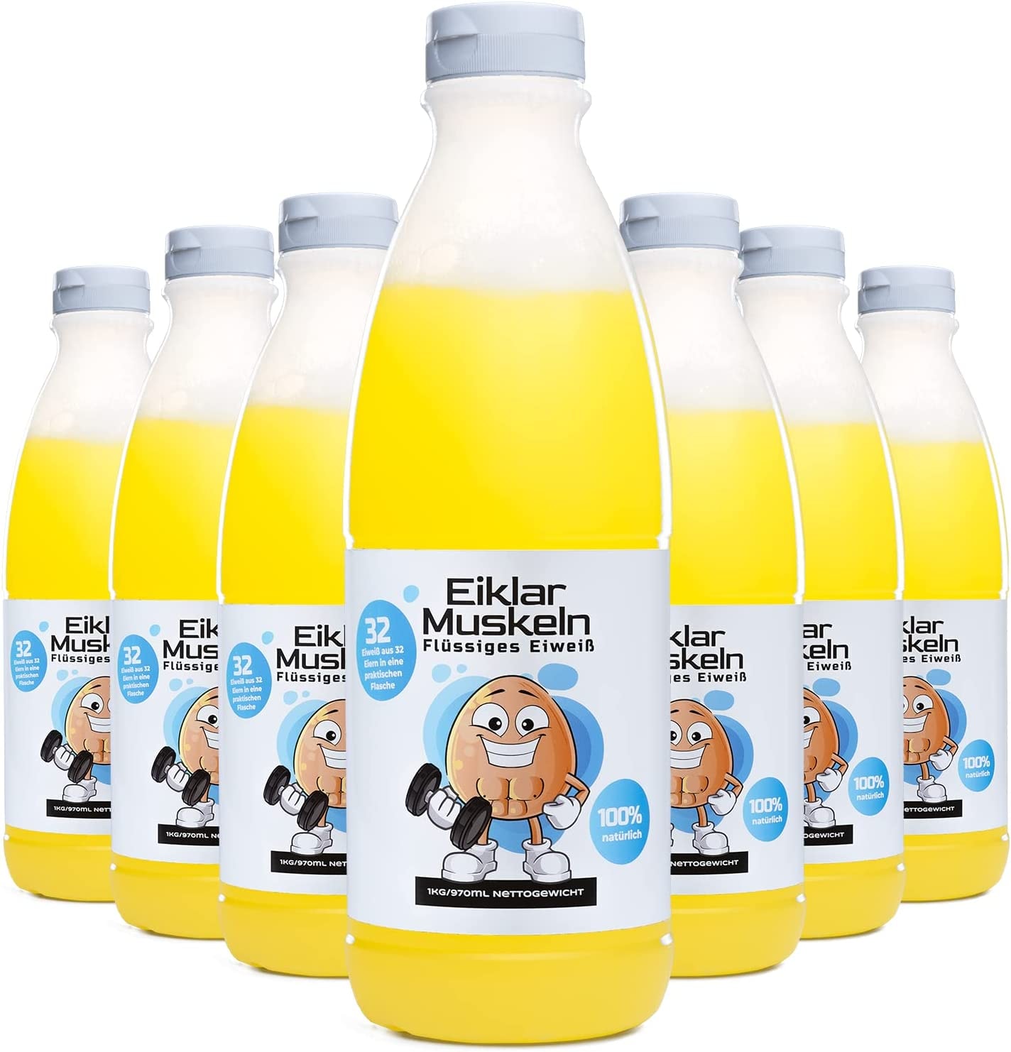 Eiklar Muskeln Farma Bialka - flüssiges Eiweiß in Flasche, 209 kJ/50 kcal, Fett 0,5 g, Kohlenhydrate 1,1 g, Protein 10,2 g, zum Kochen, Backen und für Eiweiß-Shakes (6 x 1kg (6kg))