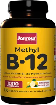 Jarrow Methyl B12 1000 µg, aktives Vitamin B12 als Methylcobalamin, rosafarbene Lutschtabletten mit Zitronengeschmack, 500 µg pro Tagesdosis, vegan, hochdosiert