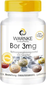 WARNKE VITALSTOFFE Gesundheitsprodukte Bor 3 mg, Boron 100 Tabletten, vegi, 1er Pack (1 x 35 g)
