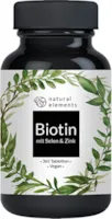 natural elements Biotin Selen Zink für Haut Haare Nägel 365 vegane Tabletten Premium Verbindungen z.B. von Albion® Ohne Magnesiumstearat laborgeprüft in Deutschland produziert