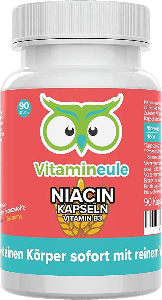 Vitamineule® Niacin Kapseln - 500mg - flush free - hochdosiert - laborgeprüft - Qualität aus Deutschland - vegan - Vitamin B3 / Nicotinamid - ohne künstliche Zusätze - Vitamineule®