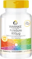 WARNKE VITALSTOFFE Folsäure 800µg vegan & hochdosiert Folic Acid Vitamin B9 100 Tabletten