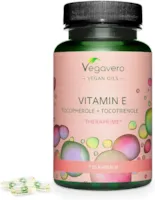Vegavero VITAMIN E Kapseln Vegavero Natürliches Tocotrienol & Tocopherol (TheraPrimE®) 100% VEGAN E-Vitamin Öl optimal dosiert | ZELLSCHUTZ* | Ohne künstliche Zusätze | 120 Kapseln