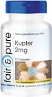Fair & Pure Kupfer 2mg - Kupferbisglycinat - vegan - 120 Kupfer-Tabletten