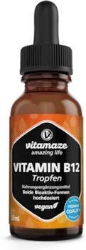 Vitamaze - amazing life Vitamin B12 Tropfen hochdosiert & vegan 500 mcg, 50 ml (1700 Tropfen),Vitamaze - amazing life - Methylcobalamin & Adenosylcobalamin flüssig, Nahrungsergänzungsmittel ohne Zusatzstoffe, Made in Germany